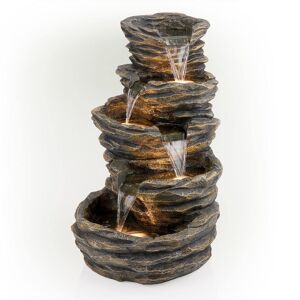 Alpine Corporation 39 in. Tall Indoor/Outdoor 5 Tier Rock Fountain with Replaceable LED Lights