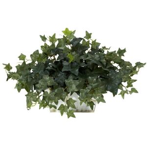 Nearly Natural 14 in. Artificial H Green Ivy with White Wash Planter Silk Plant