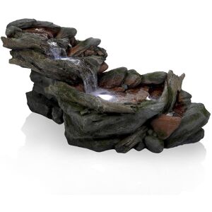 Alpine 60 in. Long Outdoor 3-Tier Rainforest Rock River Water Fountain with LED Lights