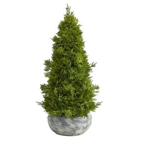 Nearly Natural 18 in. Cypress Cone Artificial Tree in Decorative Planter