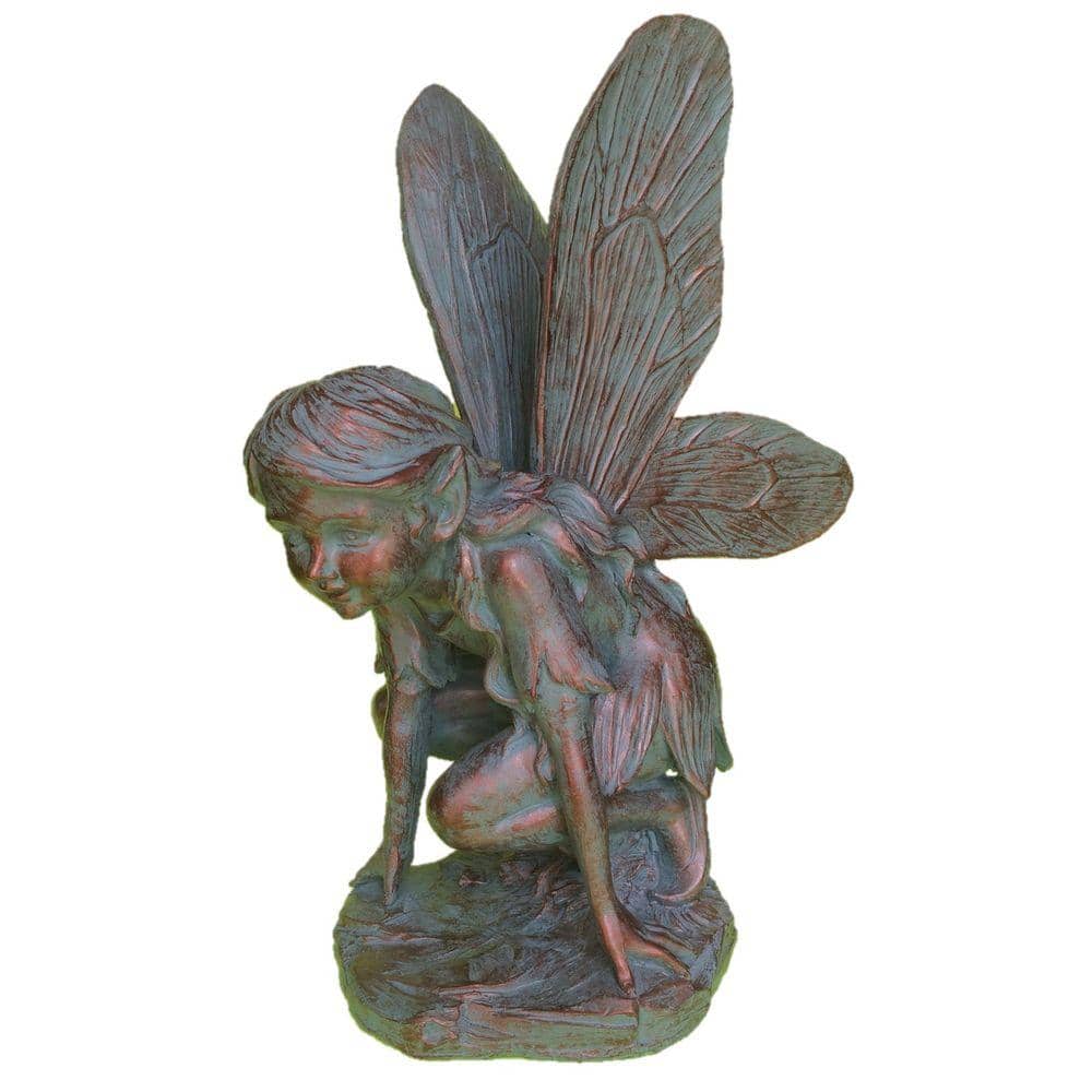 Suffolk Fairies 18 in. Fairy Butterfly Bronze Patina Collectible Garden Statue