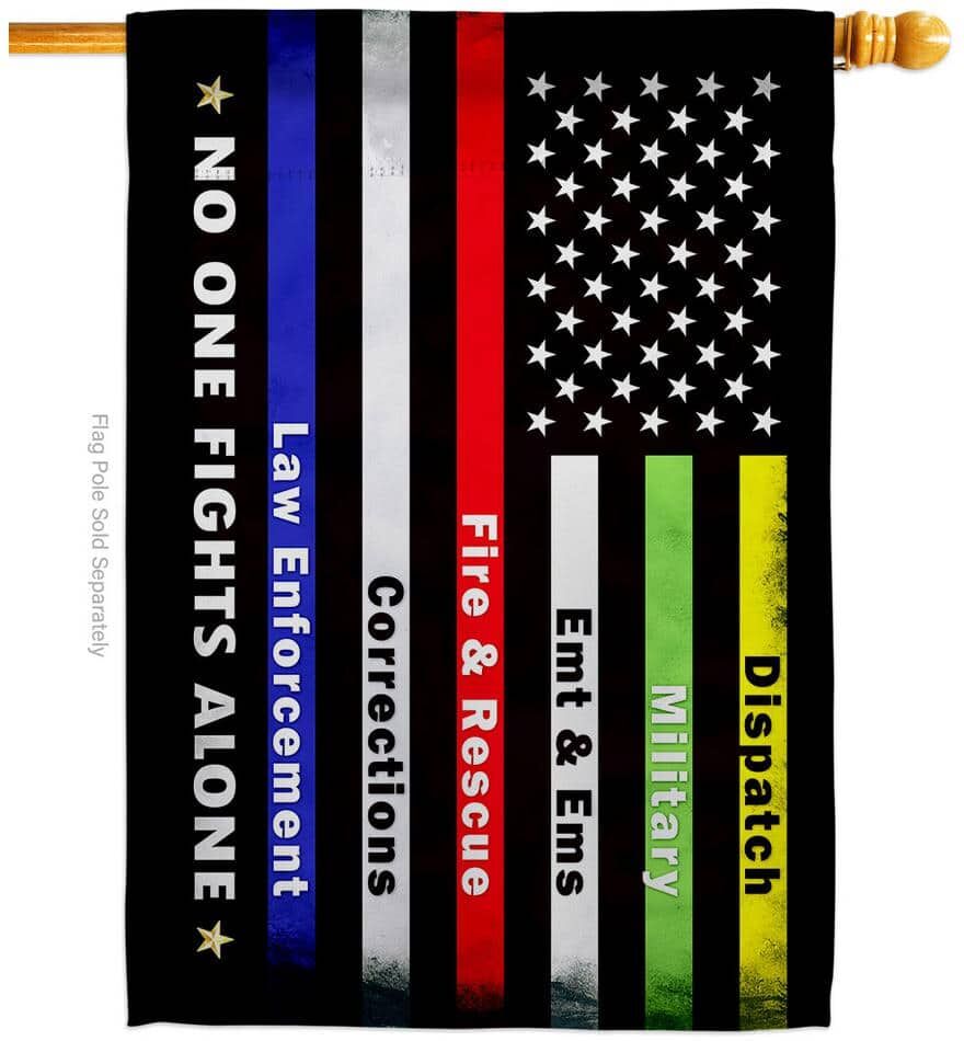 Breeze Decor 28 in. x 40 in. No 1 Fights Alone Service House Flag 2-Sided Armed Forces Decorative Horizontal Flags