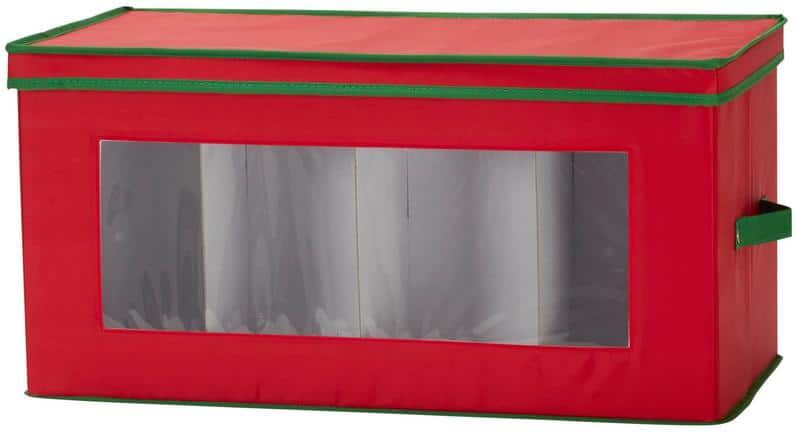 Red Canvas Holiday Collectibles Storage Box