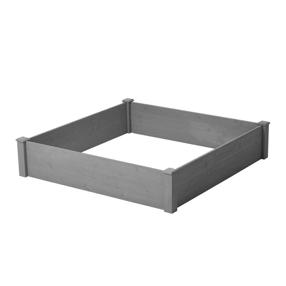 Tunearary 48 in. x 48 in. x 10 in. Elevated Garden Bed Outdoor Wooden Planter Box Gray Assembly Without Tools