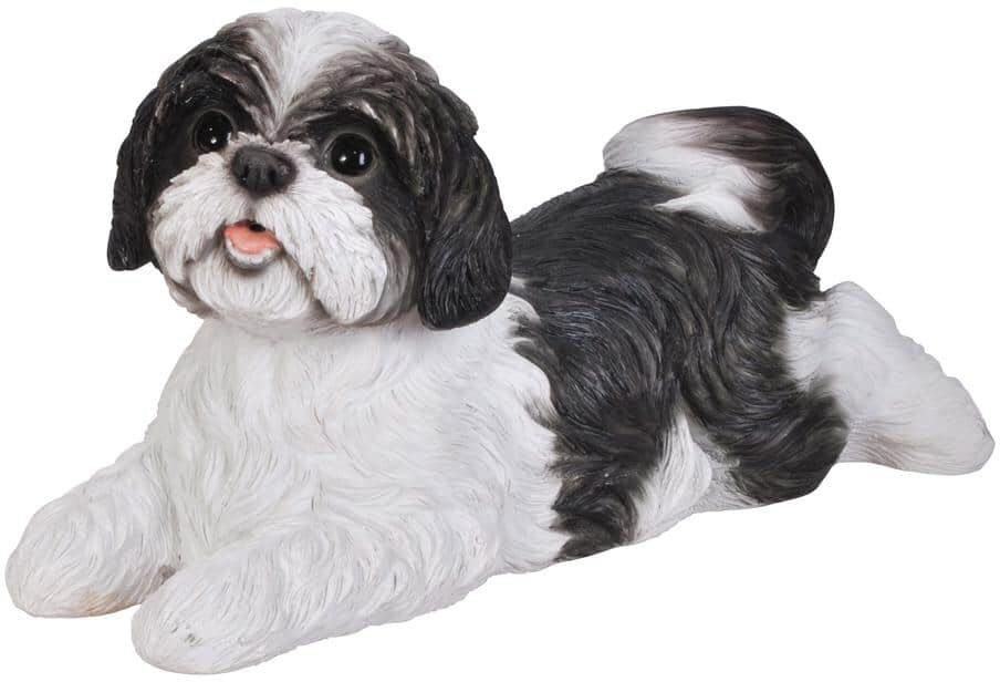 HI-LINE GIFT LTD. Black/White Shih Tzu Lying Down Garden Statue