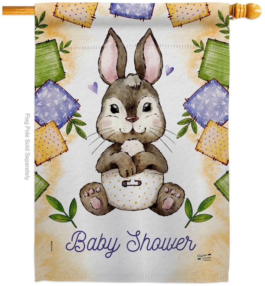 Angeleno Heritage MADE AND DESIGNED LOS ANGELES CALIFORNIA 28 in. x 40 in. Bunny Baby Shower Celebration House Flag Double-Sided Decorative Vertical Flags