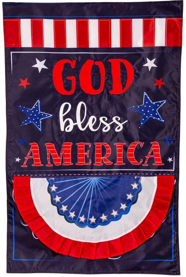 Evergreen Enterprises 2-1/3 ft. x 3-2/3 ft. Patriotic God Bless America Applique House Flag