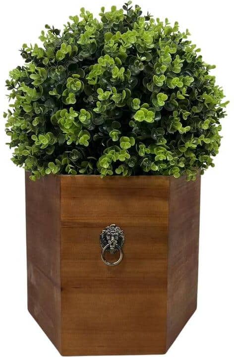 Cesicia Large 24 in. Plastic Artificial Faux Ball Topiary in Redwood Pot