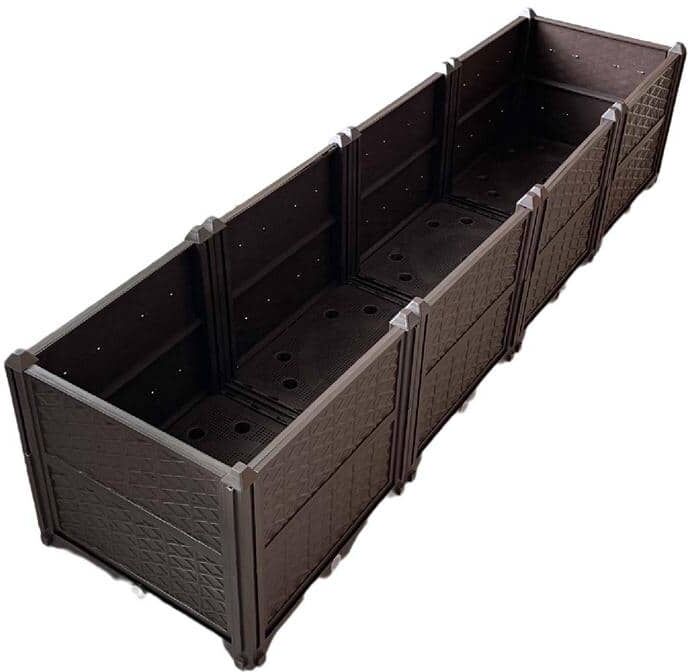 Tunearary 62.8"x 15.7"x 14.6" Brown Rectangular Raised Garden Bed Kit Indoor Outdoor Plastic Planter Grow Box Vegetables, Flowers