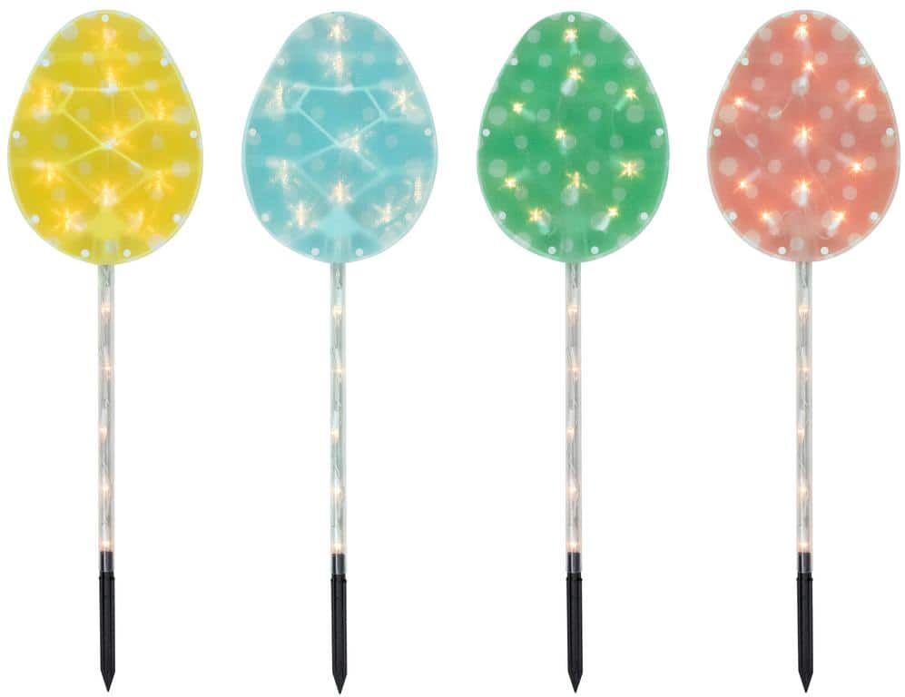 Northlight Pastel Easter Egg Pathway Marker Lawn Stakes Clear Lights (4-Count)