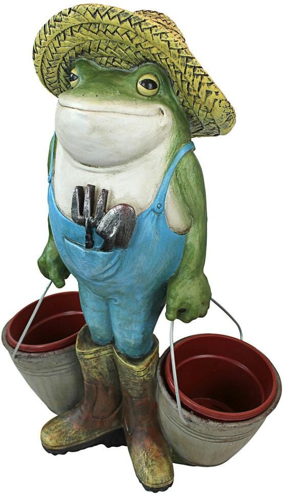 Design Toscano 17.5 in. H Buckets the Garden Frog Statue