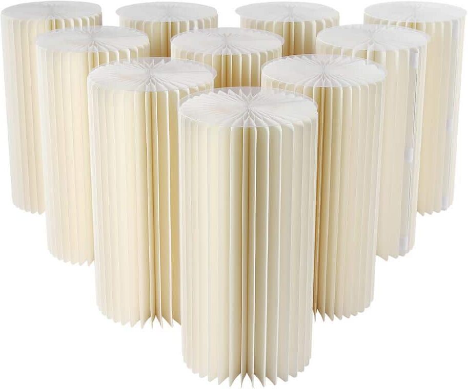 YIYIBYUS 23.6 in. Tall Indoor/Outdoor White Foldable Cardboard PVC Plastic Cylinder Flower Stand (10-Pieces)