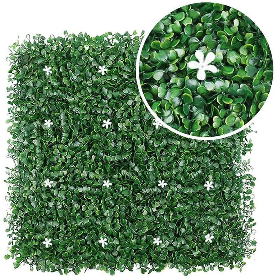 Cesicia Artificial Hedge Boxwood Panels Plant Faux Panels UV Protected Privary Screen Indoor Outdoor Garden Fence(6-Pieces)