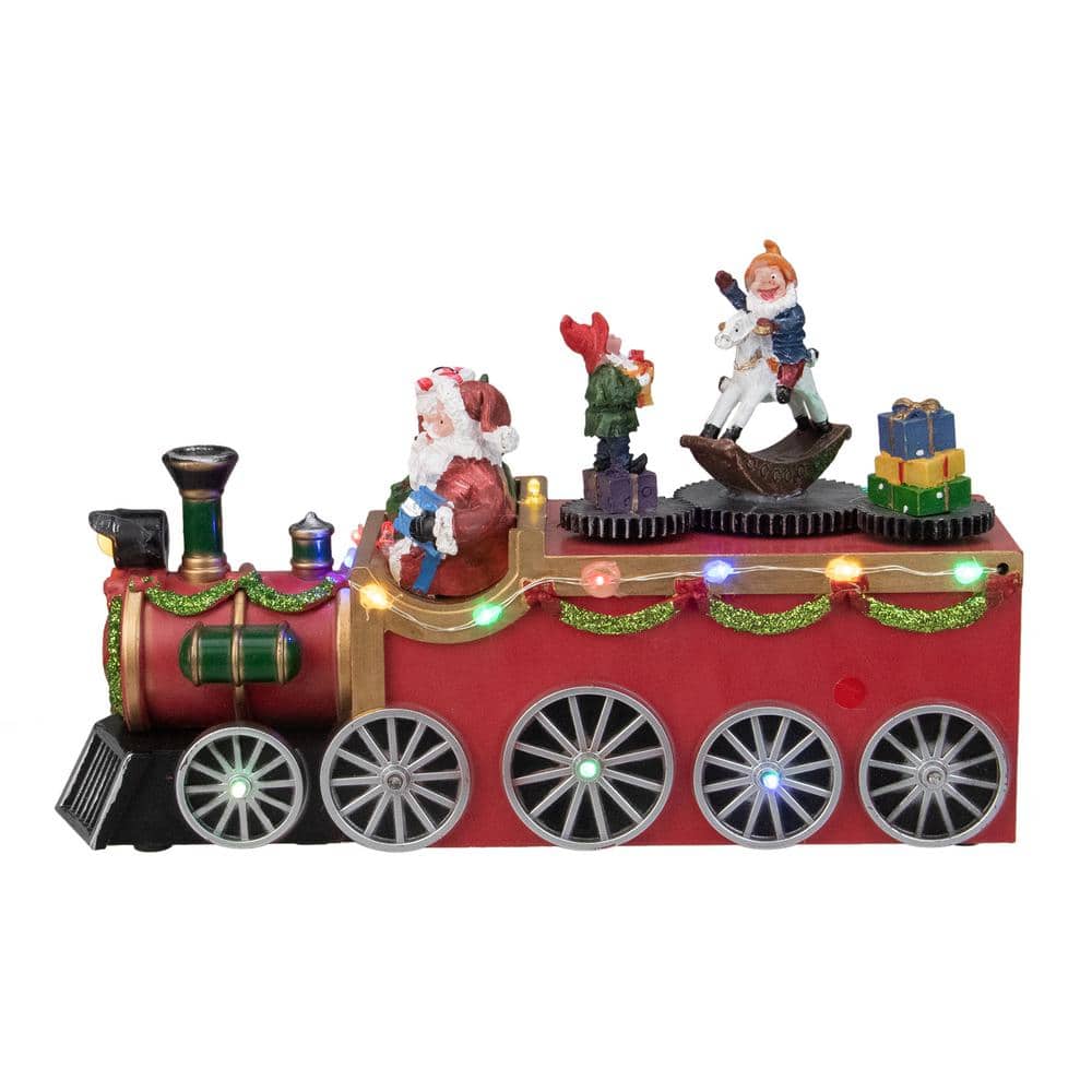 Northlight 6 in. H x 10.25 in. L LED Lighted Musical Christmas Train with Santa and Rotating Elves