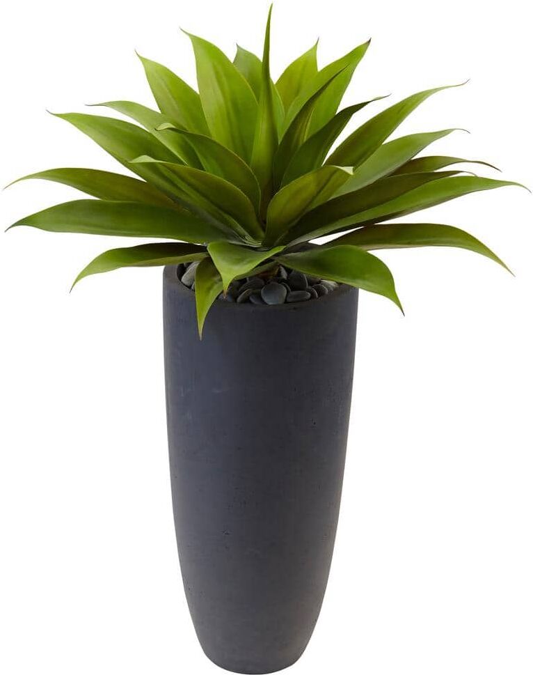 Nearly Natural Indoor 38 in. H Agave Artificial Plant in Gray Cylinder Planter