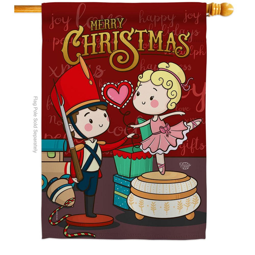 Ornament Collection 28 in. x 40 in. Nutcracker and Bellet Doll Winter House Flag Double-Sided Decorative Vertical Flags