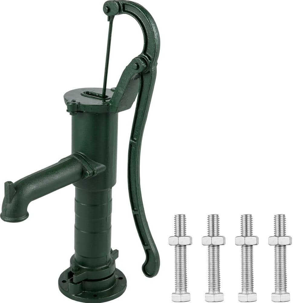 VEVOR Hand Water Pump 15.7 in. x 9.4 in. x 51.6 in. Cast Iron Pitcher Pump 26 in. Pump Stand For Yard Ponds Garden, Green