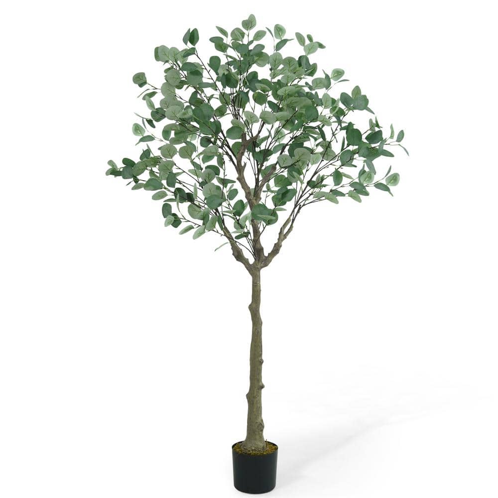 CAPHAUS 5 ft. Green Artificial Eucalyptus Tree, Natural Large Faux Plants, UV Resistant Artificial Outdoor Plants