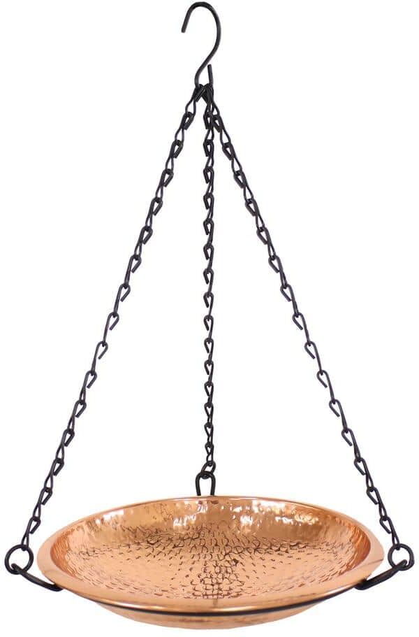 Sunnydaze Decor Hanging Copper Birdbath/Bird Feeder with Iron Chain