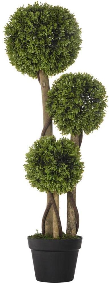 35.5 in. H Artificial Plant Home Decor Indoor and Outdoor Fake Plants Artificial Tree Pot, 3-Ball Boxwood Topiary Tree