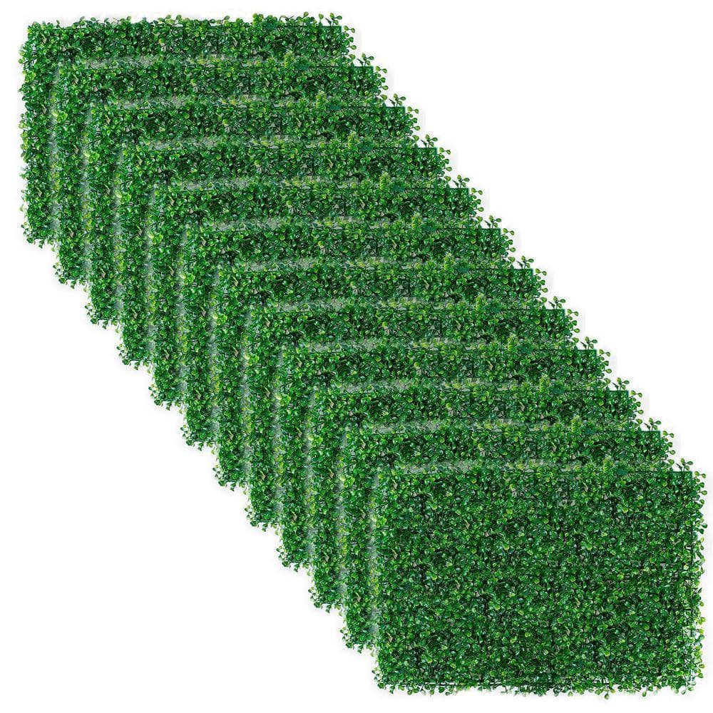 Cisvio 12-Pieces Artificial 0.78 in. Plastic Boxwood Topiary Hedge Plant Grass Backdrop Fence Privacy Screen Grass Decoration