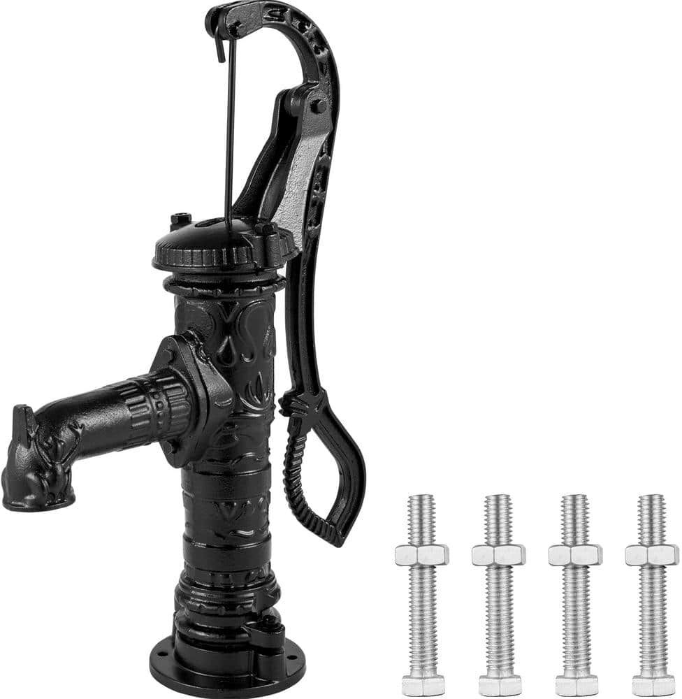 VEVOR Hand Water Pump 15.7 in. x 9.4 in. x 53.1 in. Retro Style Heavy Duty Cast Iron Pitcher Pump and 26 in. Pump, Black