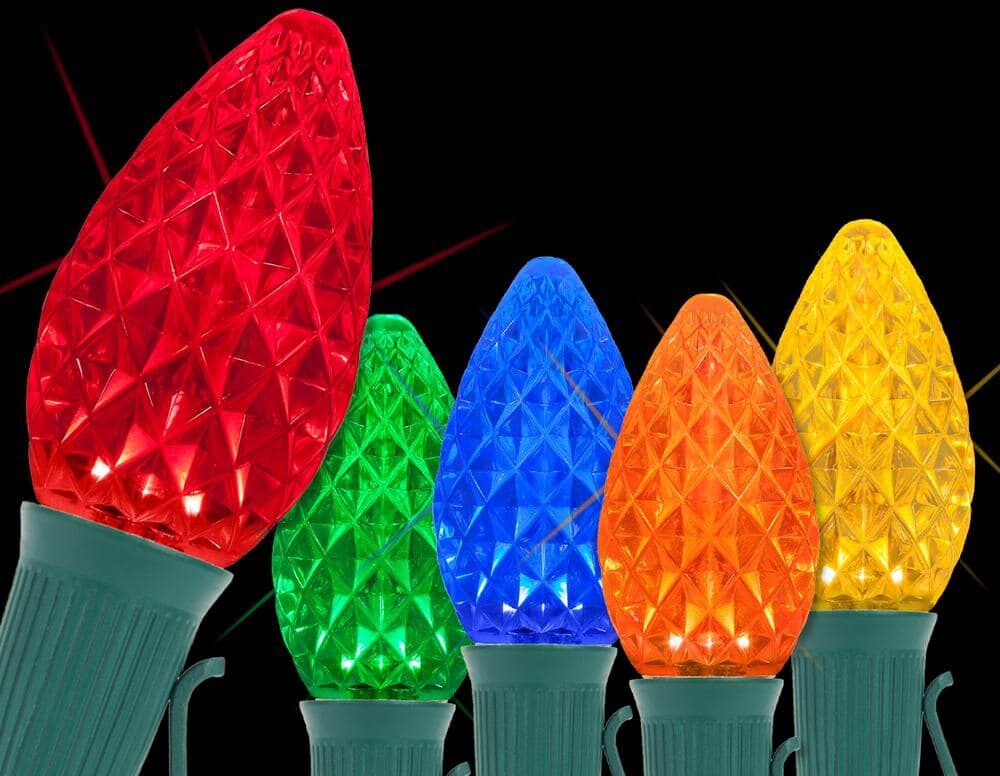 Wintergreen Lighting OptiCore 24 ft. 25-Light LED Multi-color Faceted C7 Twinkle String Light Set