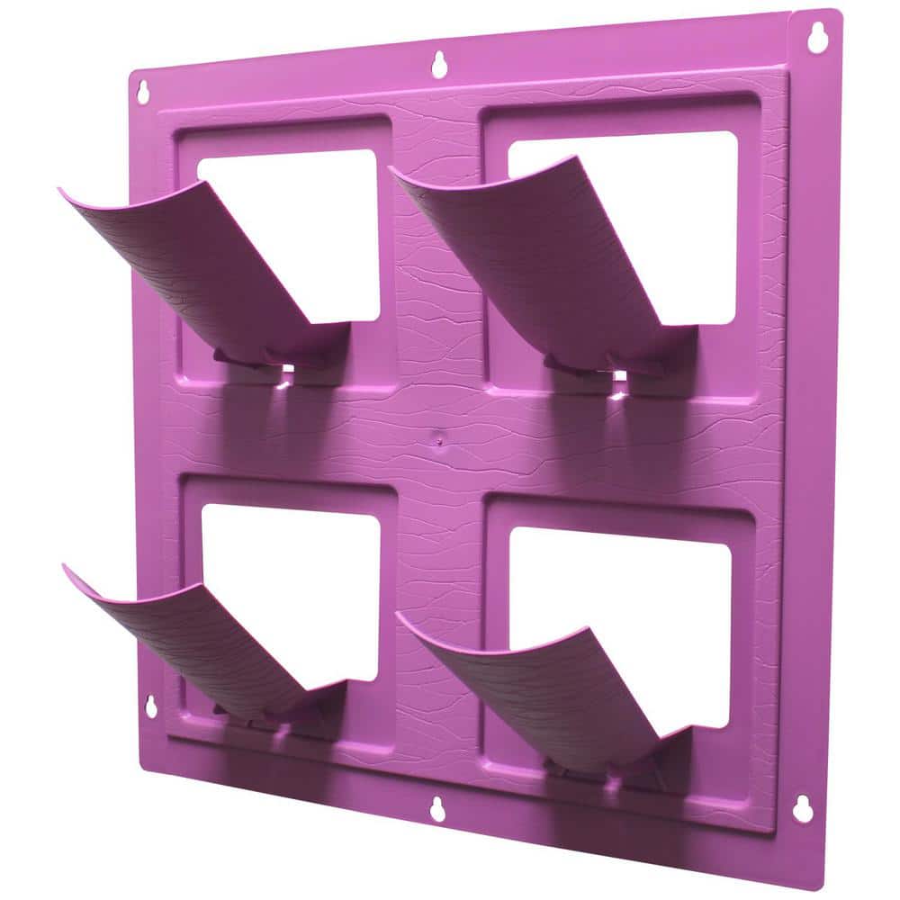 Emsco WallFlowers 17 in. Square Resin Living Wall Hanging Flower Planter in Radiant Orchid Purple (4-Pot)