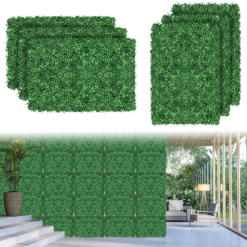 Oumilen 24 "x16" Artificial Plant, Milano Leaf, Privacy Hedge Netting, Garden, Fence, Decorative Shade Netting, 12 Pieces