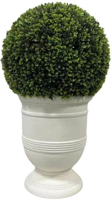 Clihome 24 in. Ball Topiary in White Pot, Artificial Faux Plant for indoor and outdoor