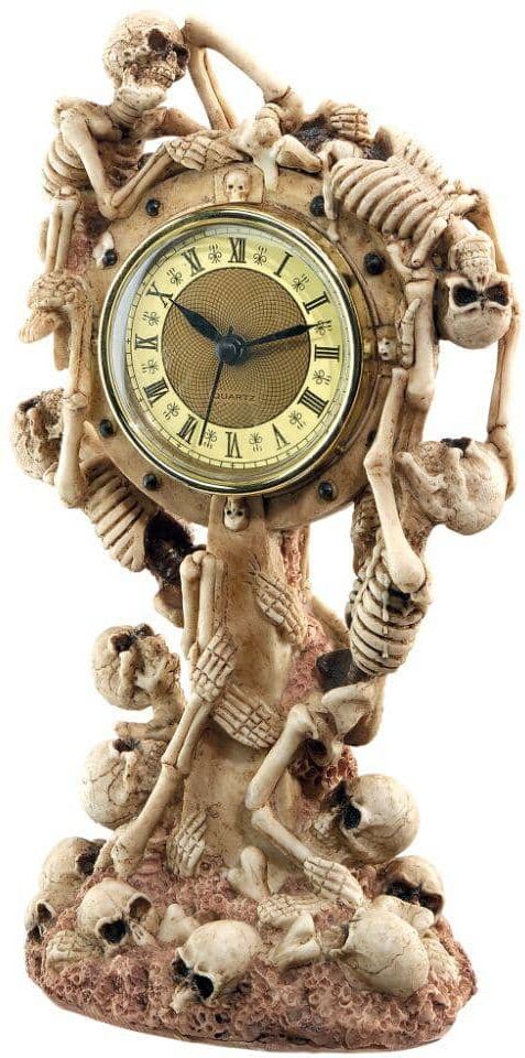 Design Toscano 11 in. x 6 in. Skeleton Crew Sculptural Mantle Clock