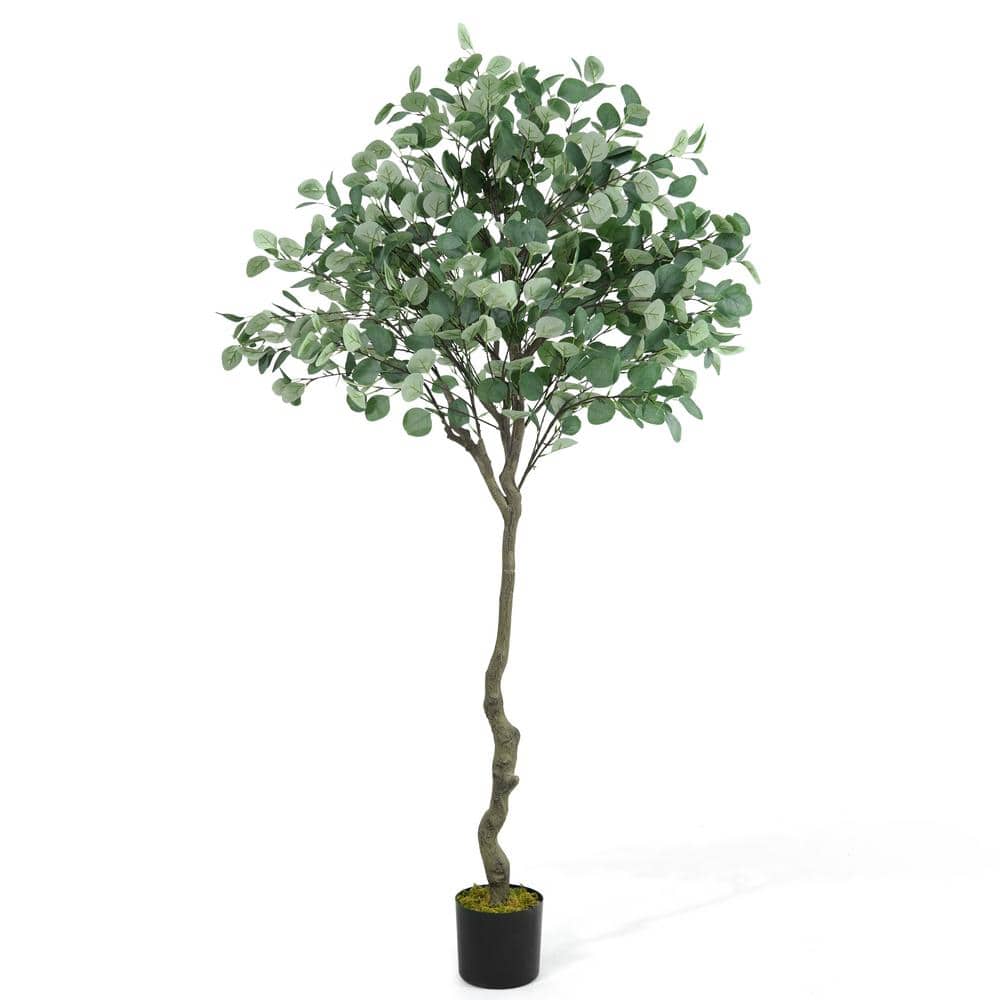 CAPHAUS 6 ft. Green Artificial Eucalyptus Tree, Natural Large Faux Plants, UV Resistant Artificial Outdoor Plants