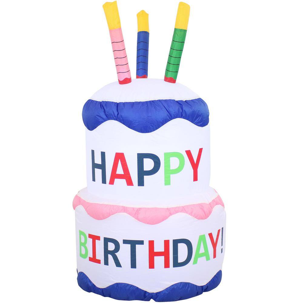 Sunnydaze Decor Birthday Cake Outdoor Inflatable Decoration