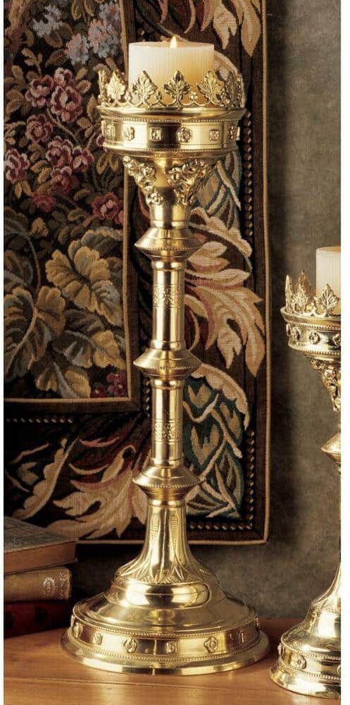 Design Toscano Chartres Cathedral Polyresin Gothic Grand Scale Candlestick Candle Holder