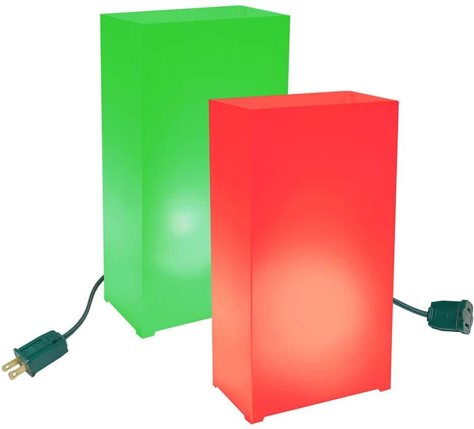 LUMABASE Red and Green Light Electric Luminaria Kit (10-Count String)