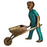 Design Toscano 29 in. H Wheelbarrow Willie Garden Boy Cast Bronze Garden Statue