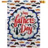 Breeze Decor 28 in. x 40 in. Happy Father's Day Mustache House Flag 2-Sided Family Decorative Vertical Flags