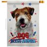 Breeze Decor 2.3 ft. x 3.3 ft. Patriotic Parson Russell Terrier House Flag Double-Sided Readable Both Sides Animals Dog Decorative