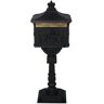 Cast 16.5 in. x 11.5 in. x 45.5 in. Aluminum Black Outdoor Mail Box Garden Decor Postal Box Garden Statues