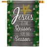 Ornament Collection 28 in. x 40 in. Jesus is the Reason for Season Winter House Flag Double-Sided Decorative Vertical Flags