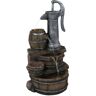 Sunnydaze Decor 23 in. Cozy Farmhouse Pump and Barrels Tiered Water Fountain with LED Lights (3-Piece)