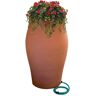 RESCUE 50 Gal. Terra Cotta Water Urn Flat-Back Rain Barrel with Integrated Planter and Diverter Kit