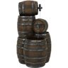 Sunnydaze Decor 29 in. Stacked Rustic Barrel Outdoor Cascading Water Fountain with LED Lights