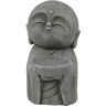 LuxenHome Gray MgO Little Buddha Monk and Bowl Garden Statue