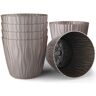 MUELLER 5.8 in. Dia Mocha Polypropylene Plant and Flower Pot, European Made, Indoor and Outdoor Decorative Planter (6/1 Set)