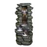 Cesicia Outdoor Garden/Yard Resin Rock Fountain with LED Light in 4-Crock with Fasion Design in Gray