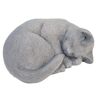 Cast Stone Small Curled Cat Garden Statue Antique Gray