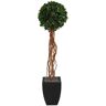 Nearly Natural 64in. English Ivy Single Ball Artificial Topiary Tree in Black Planter UV Resistant (Indoor/Outdoor)