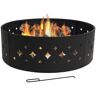 Sunnydaze Decor 36 in. Round Heavy-Duty Steel Diamond Wood Burning Fire Pit Ring