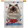 Breeze Decor 28 in. x 40 in. Patriotic Colourpoint Persian Cat House Flag Double-Sided Animals Decorative Vertical Flags